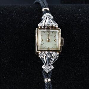 Vintage Wittnauer 14 Karat Gold Diamond Cocktail Watch, needs repair